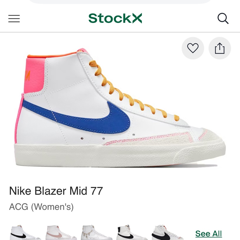 Nike Women's Blazer Mid 77 Sneakers - White, Blue, Pink, Yellow